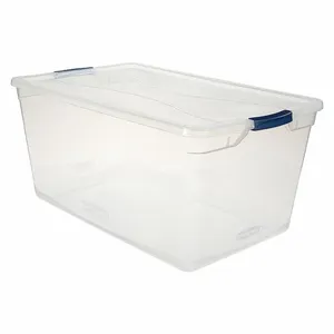 RUBBERMAID RMCC950001 Storage Tote, 23.8 gal, 29 Inch x 17 3/4 Inch x 13 1/4 Inch, Clear Body, Clear Lid | CT9FPX 60VZ29