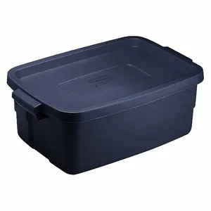 RUBBERMAID RMRT030003 Storage Tote, 3 gal, 15 3/4 Inch x 10 5/8 Inch x 7 Inch, Dark Blue/Metallic Body, Nestable | CT9FPZ 60VZ17