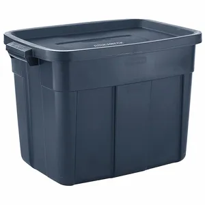 RUBBERMAID RMRT180000 Storage Tote, 18 gal, 23 7/8 Inch x 16 3/8 Inch x 17 1/2 Inch, Dark Blue/Metallic Body | CT9FPW 60VZ20