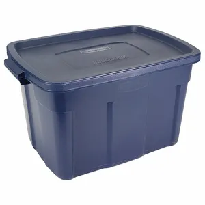 RUBBERMAID RMRT250002 Storage Tote, 25 gal, 28 7/8 Inch x 19 7/8 Inch x 16 3/4 Inch, Dark Blue/Metallic Body | CT9FPY 60VZ21