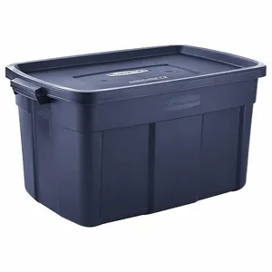 RUBBERMAID RMRT310000 Storage Tote, 31 gal, 32 1/4 Inch x 20 3/8 Inch x 16 3/4 Inch, Dark Blue/Metallic Body | CT9FQA 60VZ22