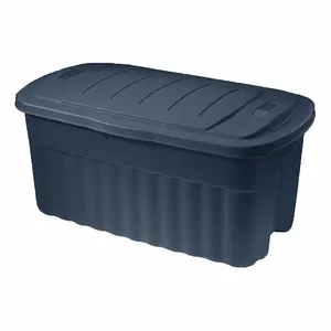 RUBBERMAID RMRT400001 Storage Tote, 40 gal, 36 7/8 Inch x 21 1/4 Inch x 18 1/4 Inch, Dark Blue/Metallic Body | CT9FQD 60VZ23