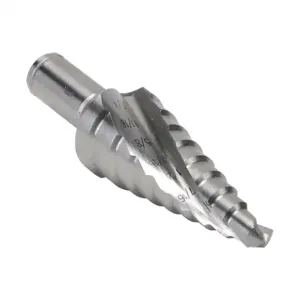 RUKO 101703E Step Drill Bit, 3 Size, 9 Steps, 5 Perc. Cobalt High-Speed Steel, Bright Finish, Split Point | CV7HKU