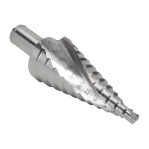 RUKO 101704E Step Drill Bit, 4 Size, 12 Steps, 5 Perc. Cobalt High-Speed Steel, Bright Finish, Split Point | CV7HKX