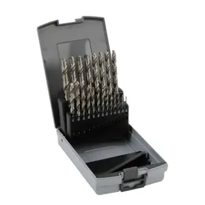 RUKO 214850RO Jobber-Length Drill Bit Set, Imperial, High-Speed Steel, Bright Finish, Pack Of 21 | CV7DBL