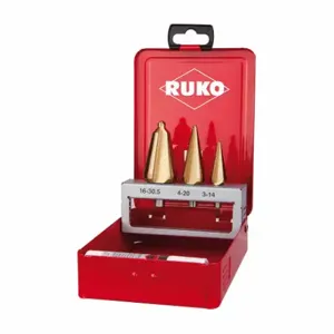 RUKO 101020T Tube and Sheet Drill, 6 Hole Sizes, 3 mm to 30.5 mm, TiN Finish, High Speed Steel, Metric | CT9FUG 783YJ5