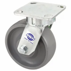 RWM 65-GTB-0620-S Kingpinless Plate Caster, 6 Inch Dia, 7 1/2 Inch Height, Swivel Caster | CT9QEE 29XU55