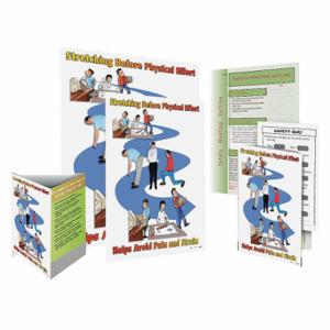 SAFETYPOSTER SW0156-SAFEKIT Safe System Kit, Stretching Before Physical Effort Helps Avoid Pain And Strain | CT9QYP 35LL53