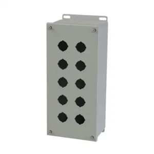 SAGINAW SCE-10PBX Pushbutton Enclosure, 10 Holes, 30mm, 14 x 7 x 5 Inch Size, Wall Mount, Carbon Steel | CV6QDV