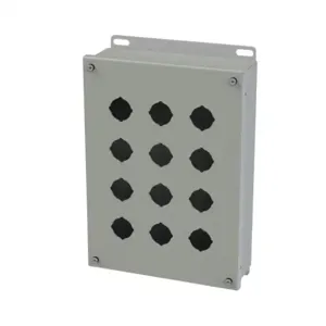 SAGINAW SCE-12PB Pushbutton Enclosure, 12 Holes, 30mm, 12 x 9 x 3 Inch Size, Wall Mount, Carbon Steel | CV6QGE