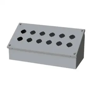 SAGINAW SCE-12PBA Pushbutton Consolet, 12 Holes, 30mm, 7 x 16 x 7 Inch Size, Wall Mount, Carbon Steel | CV6NPP