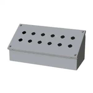 SAGINAW SCE-12PBAI Pushbutton Consolet, 12 Holes, 22mm, 7 x 16 x 7 Inch Size, Wall Mount, Carbon Steel | CV6NPQ