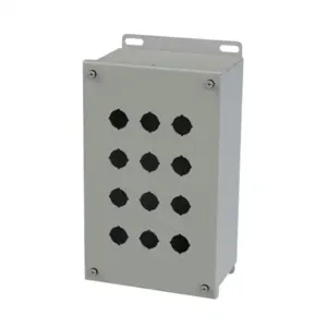 SAGINAW SCE-12PBGX Pushbutton Enclosure, 12 Holes, 22mm, 11 x 7 x 5 Inch Size, Wall Mount, Carbon Steel | CV6QGF