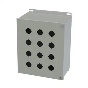 SAGINAW SCE-12PBH Pushbutton Enclosure, 12 Holes, 30mm, 12 x 10 x 6 Inch Size, Wall Mount, Carbon Steel | CV6QGG