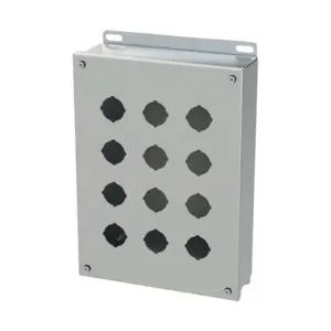 SAGINAW SCE-12PBSS Pushbutton Enclosure, 12 Holes, 30mm, 12 x 9 x 3 Inch Size, Wall Mount | CV6QGK