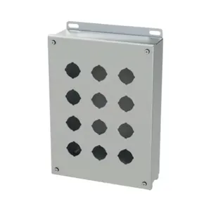 SAGINAW SCE-12PBSS6 Pushbutton Enclosure, 12 Holes, 30mm, 12 x 9 x 3 Inch Size, Wall Mount | CV6QGL