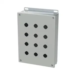 SAGINAW SCE-12PBSS6I Pushbutton Enclosure, 12 Holes, 22mm, 12 x 9 x 3 Inch Size, Wall Mount | CV6QGM