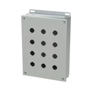 SAGINAW SCE-12PBSSI Pushbutton Enclosure, 12 Holes, 22mm, 12 x 9 x 3 Inch Size, Wall Mount | CV6QGN