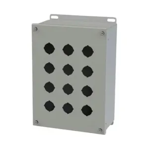 SAGINAW SCE-12PBX Pushbutton Enclosure, 12 Holes, 30mm, 12 x 9 x 5 Inch Size, Wall Mount, Carbon Steel | CV6QGP