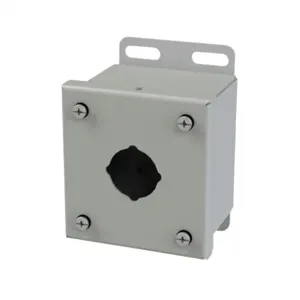 SAGINAW SCE-1PB Pushbutton Enclosure, 1 Hole, 30mm, 4 x 4 x 3 Inch Size, Wall Mount, Carbon Steel | CV6QMC