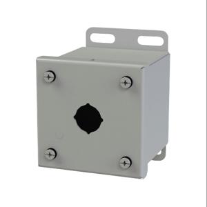 SAGINAW SCE-1PBGX Pushbutton Enclosure, 1 Hole, 22mm, 4 x 4 x 4 Inch Size, Wall Mount, Carbon Steel | CV6QMD