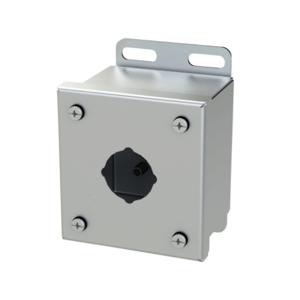 SAGINAW SCE-1PBSS6 Pushbutton Enclosure, 1 Hole, 30mm, 4 x 4 x 3 Inch Size, Wall Mount, 316L Stainless Steel | CV6QMH