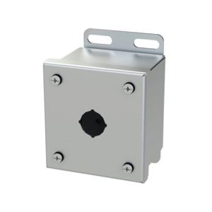 SAGINAW SCE-1PBSS6I Pushbutton Enclosure, 1 Hole, 22mm, 4 x 4 x 3 Inch Size, Wall Mount, 316L Stainless Steel | CV6QMJ