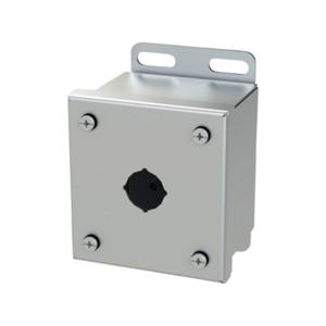 SAGINAW SCE-1PBSSI Pushbutton Enclosure, 1 Hole, 22mm, 4 x 4 x 3 Inch Size, Wall Mount, 304 Stainless Steel | CV6QMK