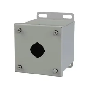 SAGINAW SCE-1PBX Pushbutton Enclosure, 1 Hole, 30mm, 4 x 4 x 5 Inch Size, Wall Mount, Carbon Steel | CV6QML