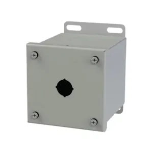 SAGINAW SCE-1PBXI Pushbutton Enclosure, 1 Hole, 22mm, 4 x 4 x 5 Inch Size, Wall Mount, Carbon Steel | CV6QMM