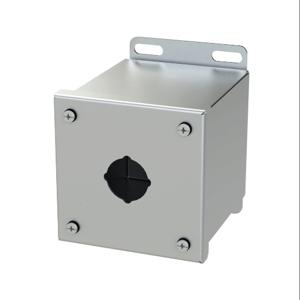 SAGINAW SCE-1PBXSS Pushbutton Enclosure, 1 Hole, 30mm, 4 x 4 x 5 Inch Size, Wall Mount, 304 Stainless Steel | CV6QMP