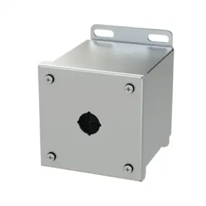 SAGINAW SCE-1PBXSS6I Pushbutton Enclosure, 1 Hole, 22mm, 4 x 4 x 5 Inch Size, Wall Mount, 316L Stainless Steel | CV6QMR