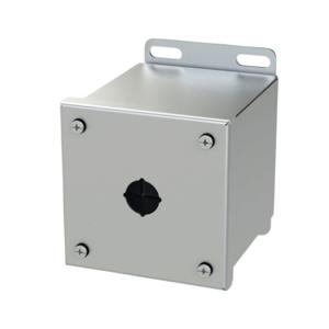 SAGINAW SCE-1PBXSSI Pushbutton Enclosure, 1 Hole, 22mm, 4 x 4 x 5 Inch Size, Wall Mount, 304 Stainless Steel | CV6QMT