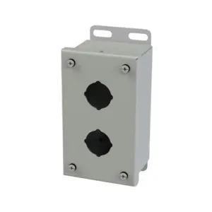 SAGINAW SCE-2PB Pushbutton Enclosure, 2 Holes, 30mm, 6 x 4 x 3 Inch Size, Wall Mount, Carbon Steel | CV6QXP