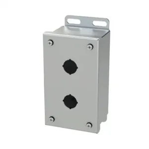 SAGINAW SCE-2PBSS6I Pushbutton Enclosure, 2 Holes, 22mm, 6 x 4 x 3 Inch Size, Wall Mount | CV6QXW