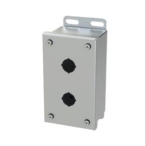 SAGINAW SCE-2PBSSI Pushbutton Enclosure, 2 Holes, 22mm, 6 x 4 x 3 Inch Size, Wall Mount, 304 Stainless Steel | CV6QXX