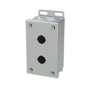 SAGINAW SCE-2PBSSI Pushbutton Enclosure, 2 Holes, 22mm, 6 x 4 x 3 Inch Size, Wall Mount, 304 Stainless Steel | CV6QXX