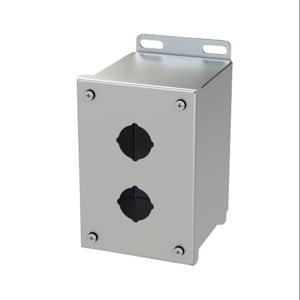 SAGINAW SCE-2PBXSS Pushbutton Enclosure, 2 Holes, 30mm, 6 x 4 x 5 Inch Size, Wall Mount, 304 Stainless Steel | CV6QYB