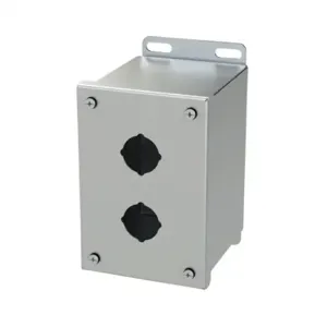 SAGINAW SCE-2PBXSS6 Pushbutton Enclosure, 2 Holes, 30mm, 6 x 4 x 5 Inch Size, Wall Mount | CV6QYC