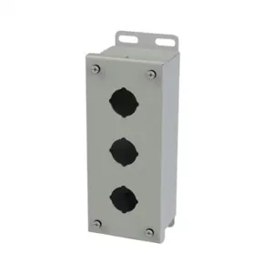 SAGINAW SCE-3PB Pushbutton Enclosure, 3 Holes, 30mm, 8 x 4 x 3 Inch Size, Wall Mount, Carbon Steel | CV6RBN