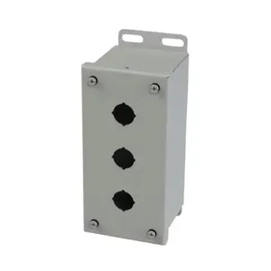 SAGINAW SCE-3PBGX Pushbutton Enclosure, 3 Holes, 22mm, 7 x 4 x 4 Inch Size, Wall Mount, Carbon Steel | CV6RBP