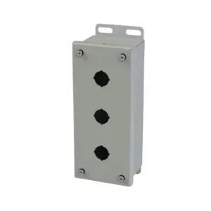 SAGINAW SCE-3PBI Pushbutton Enclosure, 3 Holes, 22mm, 8 x 4 x 3 Inch Size, Wall Mount, Carbon Steel | CV6RBQ