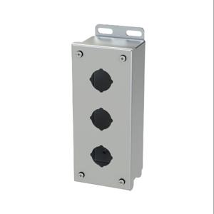 SAGINAW SCE-3PBSS Pushbutton Enclosure, 3 Holes, 30mm, 8 x 4 x 3 Inch Size, Wall Mount, 304 Stainless Steel | CV6RBT
