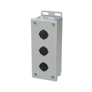 SAGINAW SCE-3PBSS6 Pushbutton Enclosure, 3 Holes, 30mm, 8 x 4 x 3 Inch Size, Wall Mount | CV6RBU