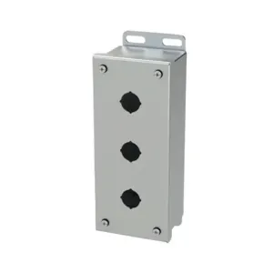 SAGINAW SCE-3PBSS6I Pushbutton Enclosure, 3 Holes, 22mm, 8 x 4 x 3 Inch Size, Wall Mount | CV6RBV