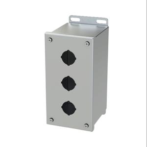 SAGINAW SCE-3PBXSS Pushbutton Enclosure, 3 Holes, 30mm, 8 x 4 x 5 Inch Size, Wall Mount, 304 Stainless Steel | CV6RCA