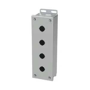 SAGINAW SCE-4PBSSI Pushbutton Enclosure, 4 Holes, 22mm, 11 x 4 x 3 Inch Size, Wall Mount | CV6RCN