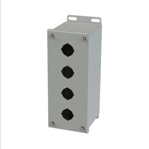 SAGINAW SCE-4PBX Pushbutton Enclosure, 4 Holes, 30mm, 10 x 4 x 5 Inch Size, Wall Mount, Carbon Steel | CV6RCP