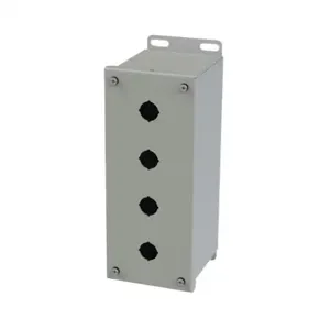 SAGINAW SCE-4PBXI Pushbutton Enclosure, 4 Holes, 22mm, 10 x 4 x 5 Inch Size, Wall Mount, Carbon Steel | CV6RCQ