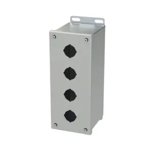 SAGINAW SCE-4PBXSS Pushbutton Enclosure, 4 Holes, 30mm, 10 x 4 x 5 Inch Size, Wall Mount | CV6RCT